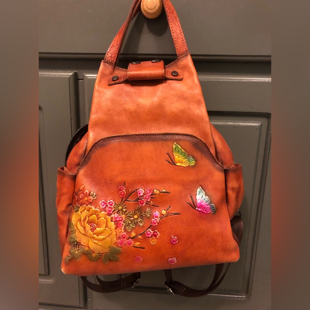 Leather backpack purse